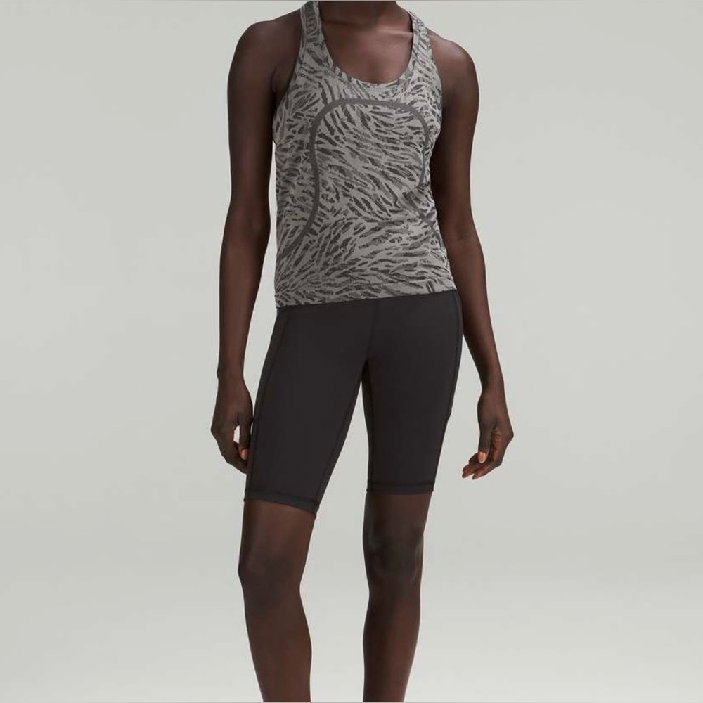 NEW NWOT, LULU Swiftly Tech Racerback Tank 2.0 Waist Length, SIZE 4, Black/Gray